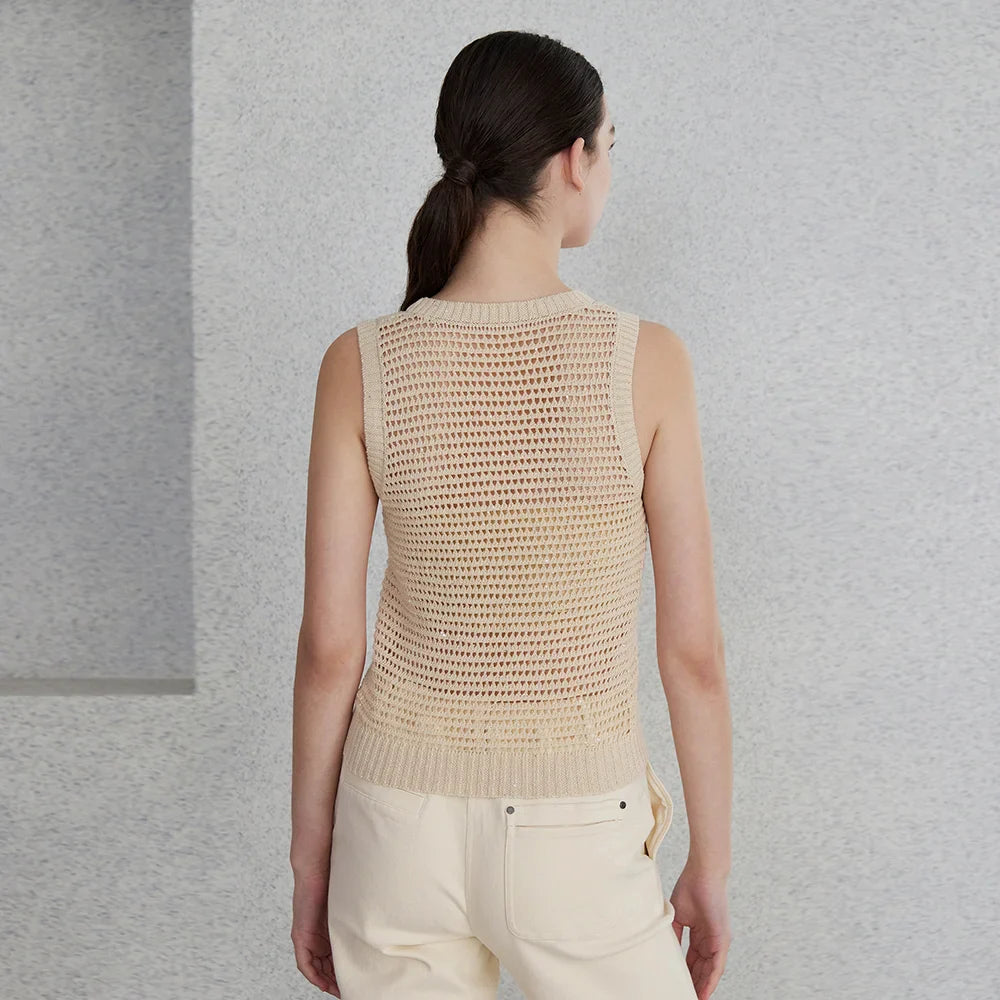 Hollow Linen Knitted Tank Top