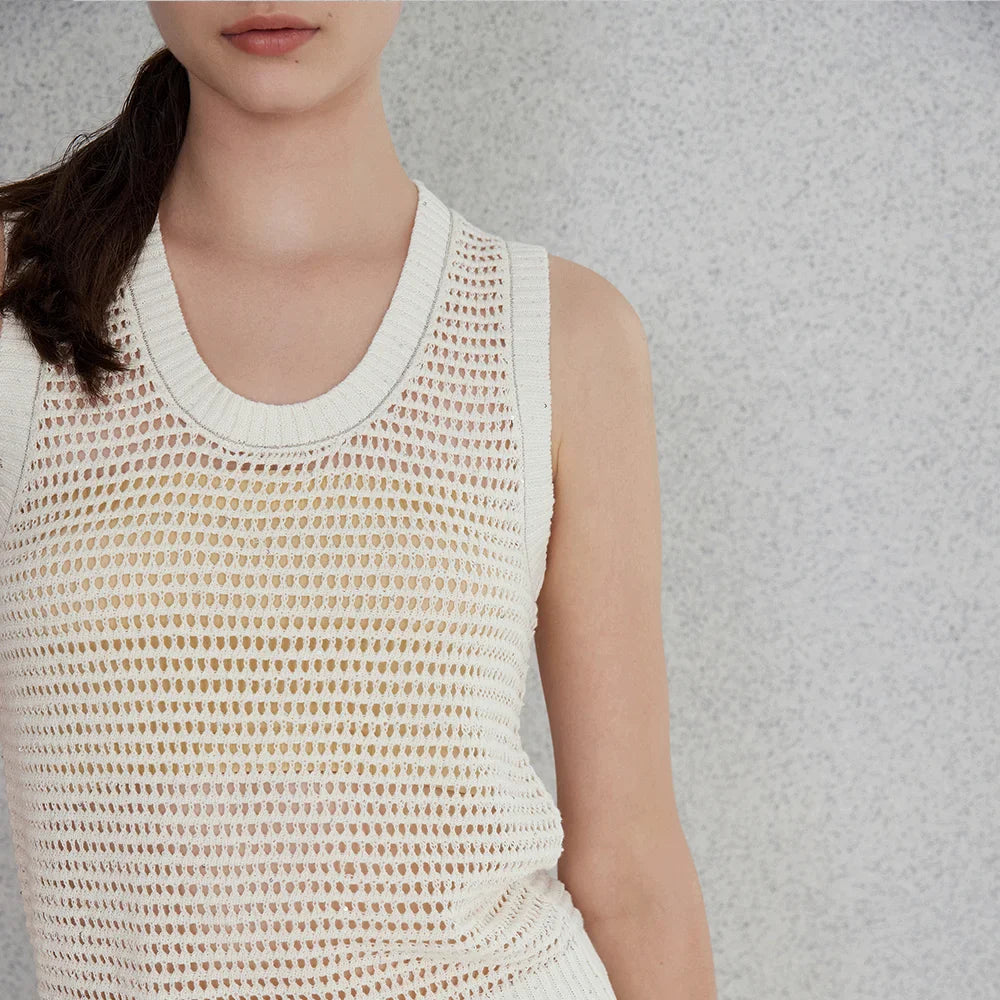 Hollow Linen Knitted Tank Top