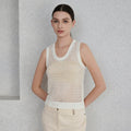 Hollow Linen Knitted Tank Top - Rice white / M / CHINA
