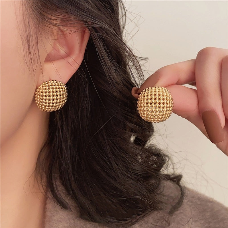 Hollow Mesh Metal Square Stud Earrings - electronic accessories