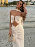 Hollow Out Backless Maxi Dress Women Gown