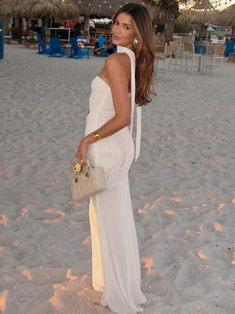 Hollow Out Backless Maxi Dress Women Gown