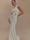 Hollow Out Gold Clasp Maxi Dress For Women