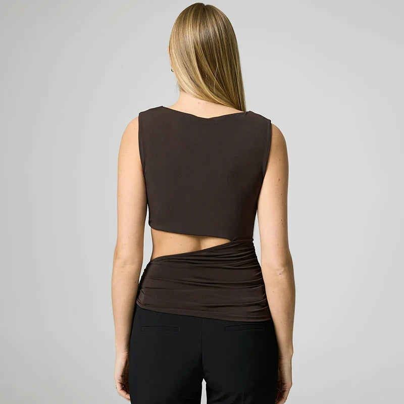 Hollow Out Tank Top - Brown / S