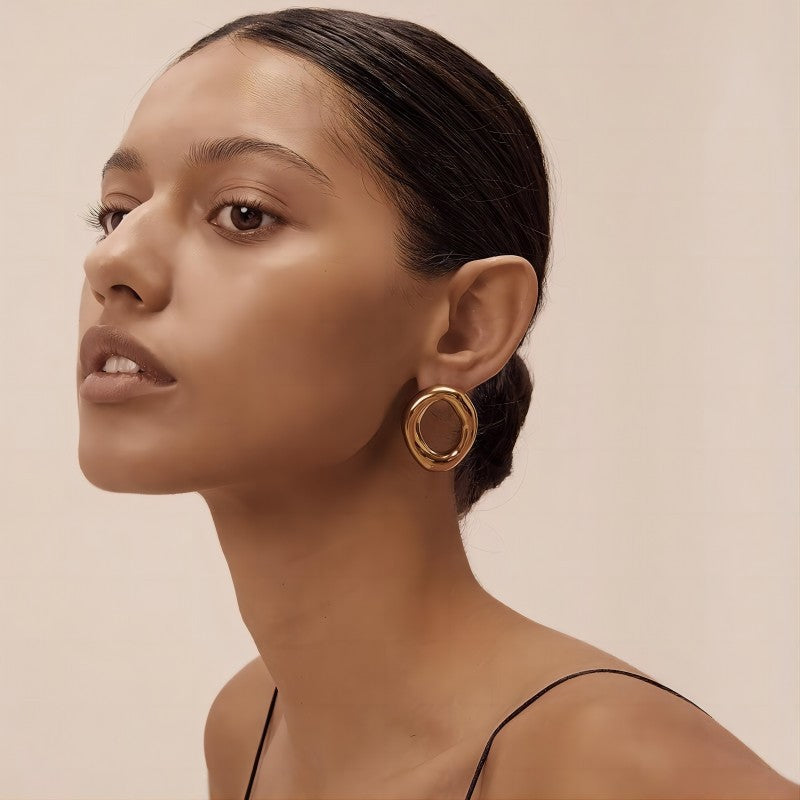 Hollow Titanium Steel Ear Studs Women - electronic accessories