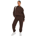 Hooded Long Sleeve Sweater Women’s Clothing Fashion Casual Trousers Suit - Brown / L - Other