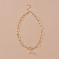 Hoop And Pearl Pendant Metal Clavicle Chain Necklace - XY2068 - electronic accessories