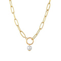 Hoop And Pearl Pendant Metal Clavicle Chain Necklace - XY2068 - electronic accessories