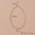 Hoop And Pearl Pendant Metal Clavicle Chain Necklace - XY2068 - electronic accessories