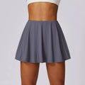 Ice-sensitive UV-proof Fake Two-piece High Waist Yoga Skirts - Far Mountain Gray / L - Other