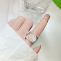 Inlaid Natural Crystal Texture Open Ring - White Gold Color / Adjustable Opening - electronic accessories