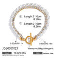 Inlay Zircon Double Layer Pearl Bracelet Waterproof Stainless Steel - JDB0307023