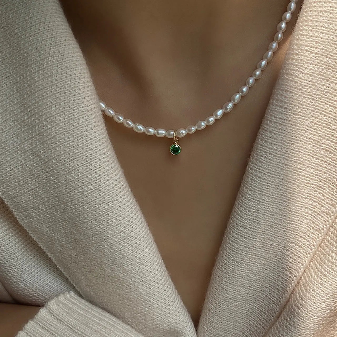 Ins Niche Clavicle Chain Temperament Female - Emerald Zircon / 40cm Extension 3cm - electronic accessories