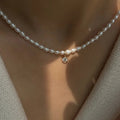 Ins Niche Clavicle Chain Temperament Female - White Zirconium Style / 40cm Extension 3cm - electronic accessories