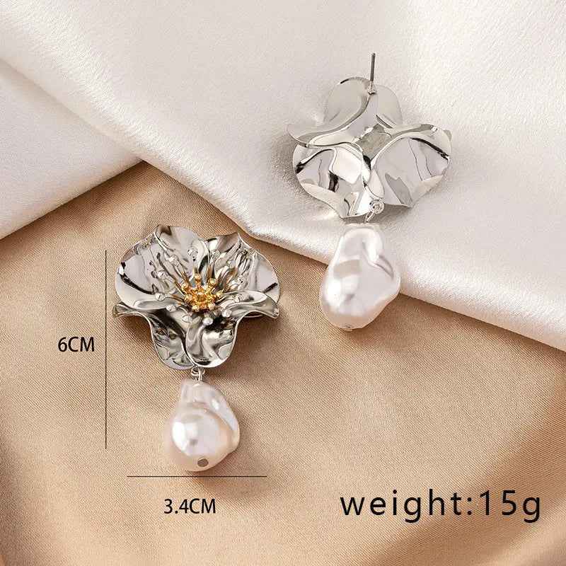 Ins Style Shaped Pearl Flower Earrings - E257 Silver Flowers - electronic accessories