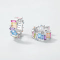 Irregular Color Zirconium Ear Studs - Thick Silver Platinum / 925 - electronic accessories