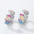 Irregular Color Zirconium Ear Studs - Thick Silver Platinum / 925 - electronic accessories