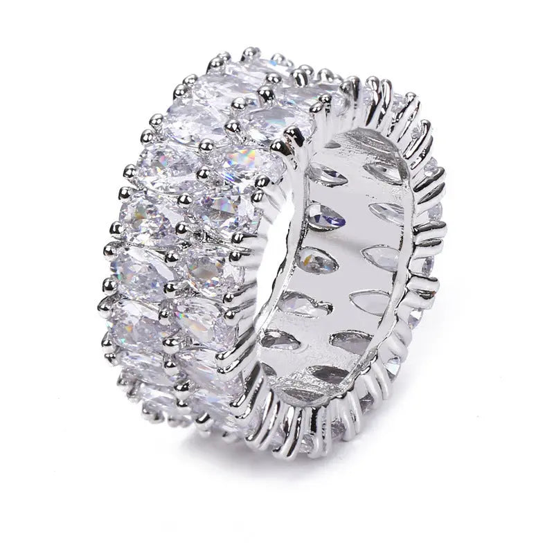Irregular Gem With High Diamond And Full Ring - Silver / No 6 - electronic accessories