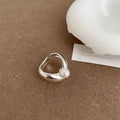 Irregular Metal Pearl Tigereye Open Ring For Women - Silver - electronic accessories