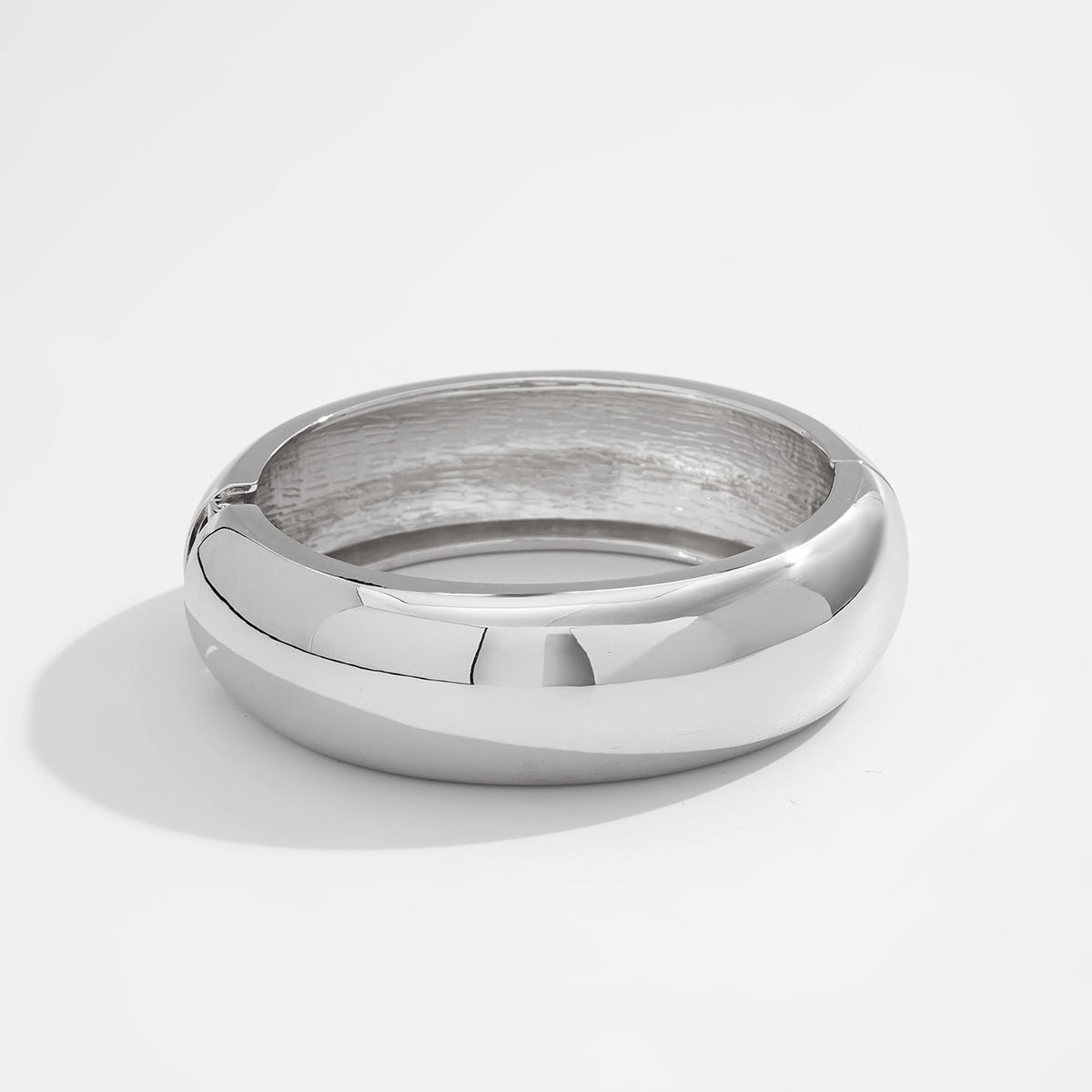 Irregular Metal Wide Curved Glossy Spring Bracelet - 01 White K 2609 - electronic accessories