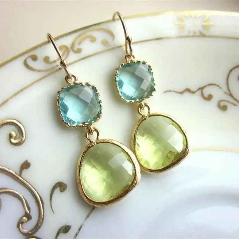 Irregular Resin Blue Vintage Green Earrings - Picture Color - electronic accessories