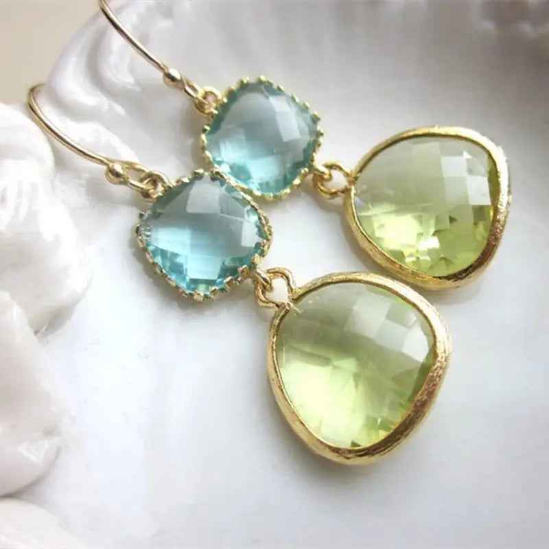 Irregular Resin Blue Vintage Green Earrings - Picture Color - electronic accessories
