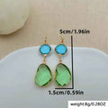 Irregular Resin Blue Vintage Green Earrings - Picture Color - electronic accessories