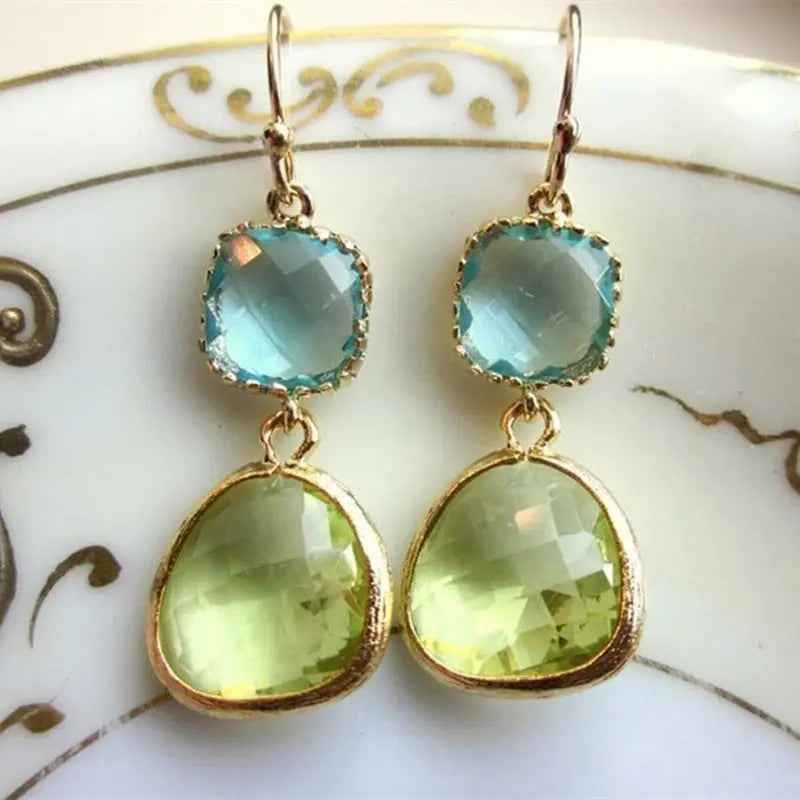 Irregular Resin Blue Vintage Green Earrings - Picture Color - electronic accessories