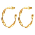 Irregular Twisted C- Shaped Stainless Steel Earrings For Women - Gold - electronic accessories