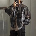 Jacket Coat Retro Washed Brushed Brown Distressed - Leather / L - electronic accessories