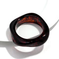 Jelly Color Big Irregular Square Acrylic Wide Bangle - Deep brown