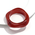 Jelly Color Big Irregular Square Acrylic Wide Bangle - marble red