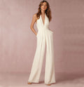 Jumpsuits Women Deep V-neck Sleeveless Halter Neck Backless