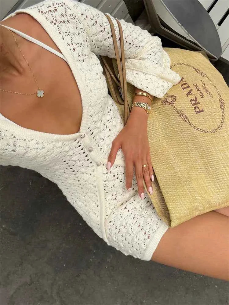 Knit Hollow Out 2 Piece-Set Skirt Sets Women