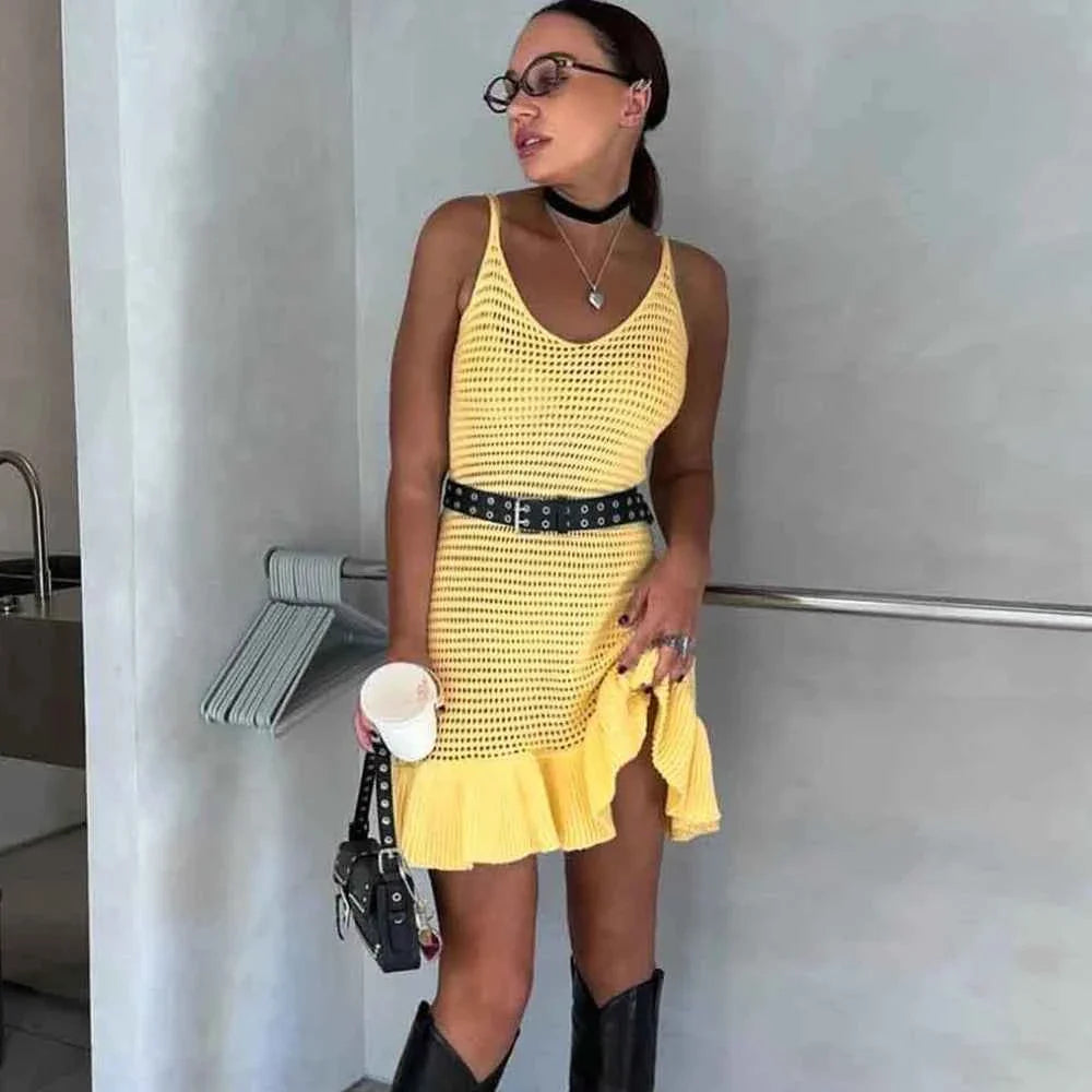 Knit Ruffle Mini Dress Women's