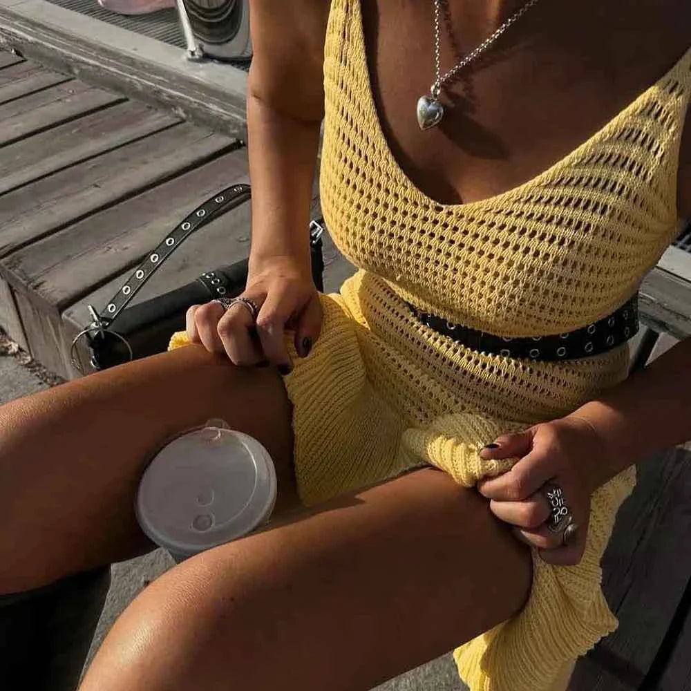 Knit Ruffle Mini Dress Women's