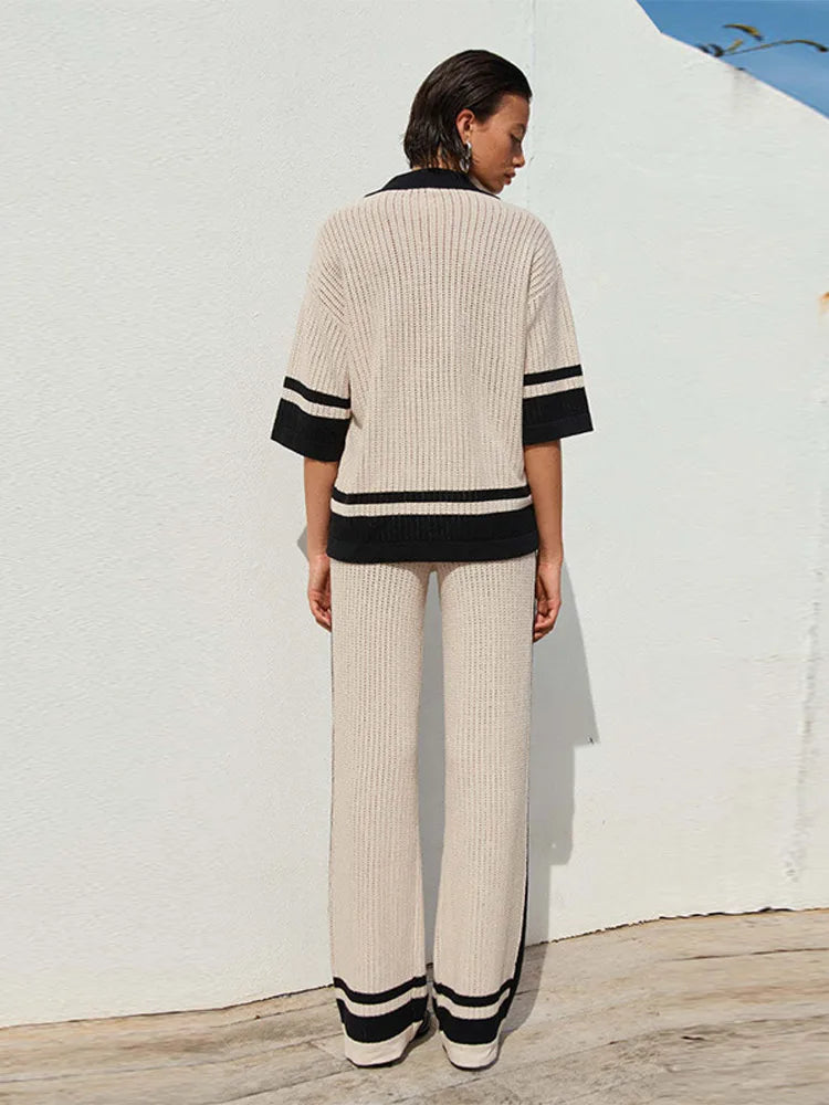 Knit Striped Pant Set Women