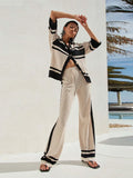 Knit Striped Pant Set Women