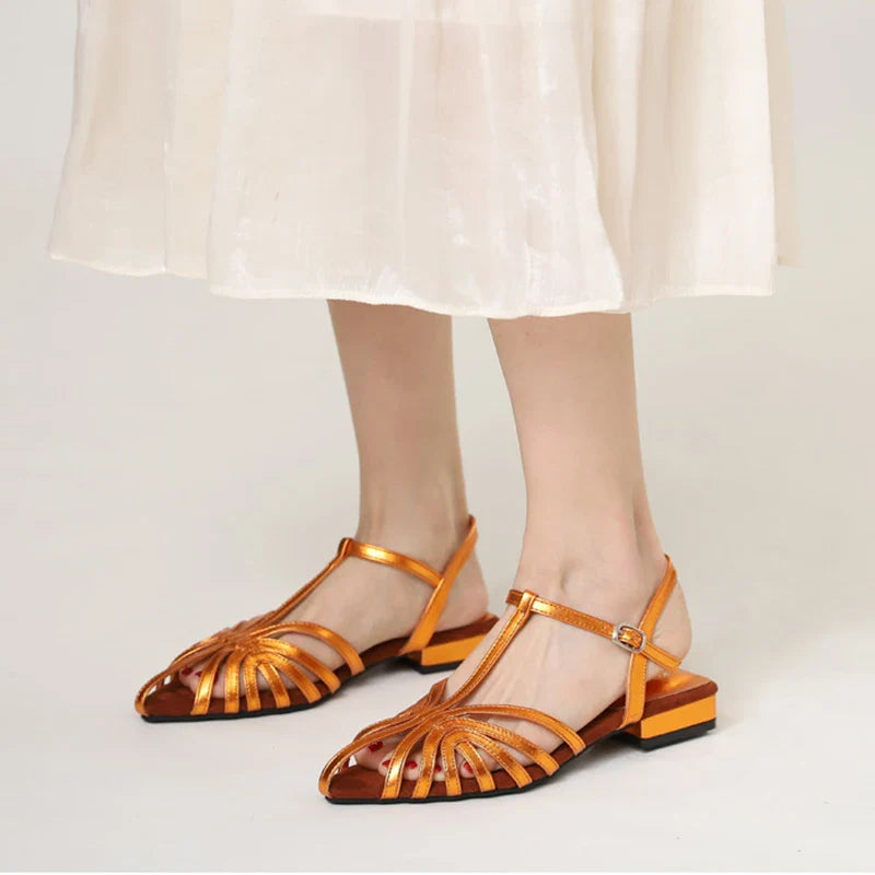 Knitted Low Heeled Roman Shoes For Women