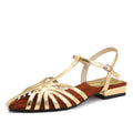 Knitted Low Heeled Roman Shoes For Women - Gold / 36 / CHINA