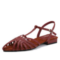 Knitted Low Heeled Roman Shoes For Women - wine red / 36 / CHINA