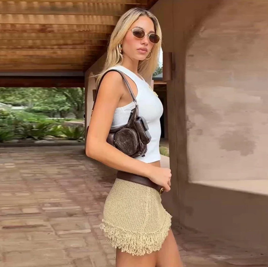 Knitted Patchwork Mini Skirts For Women