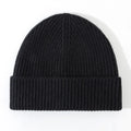 Knitted Pure Wool Beanies - Black / One Size