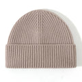 Knitted Pure Wool Beanies - Light brown / One Size