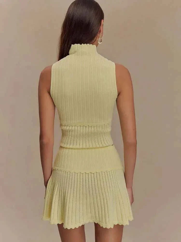 Knitted Turtleneck 2 Piece Sets Women