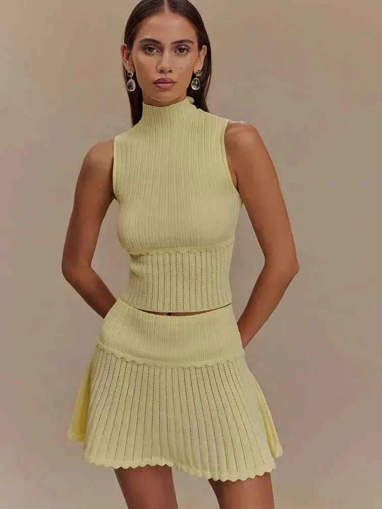 Knitted Turtleneck 2 Piece Sets Women