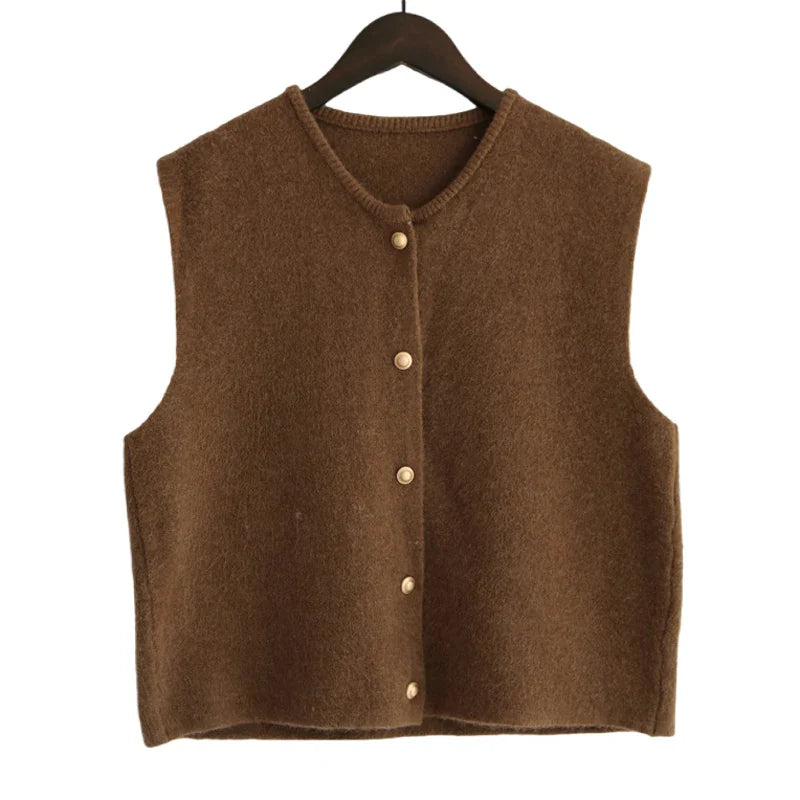 Knitted Vests Women - Coffee / M