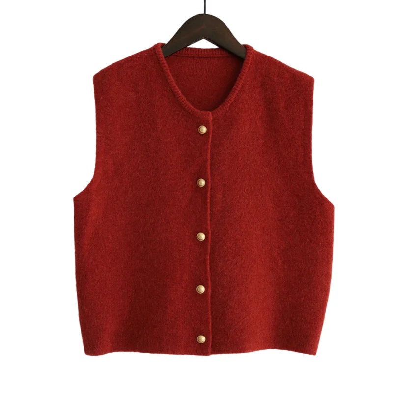 Knitted Vests Women - Rusty Red / M