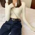 Knitted Women Sweater Button O-neck Pullovers Basic - One Size / Beige - Other