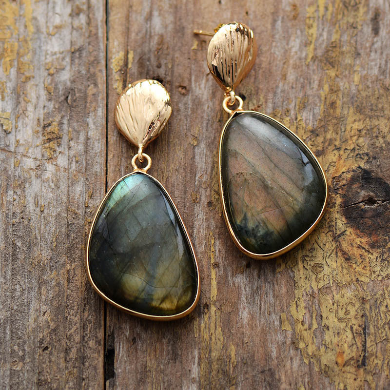 Labradorite Earrings Popular Natural Stone Ornament - electronic accessories